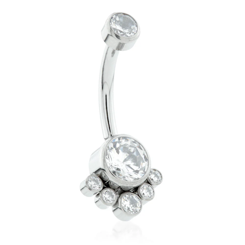 Internal Ti Double Jewelled Navel with 6 Gem Cluster - Image 4