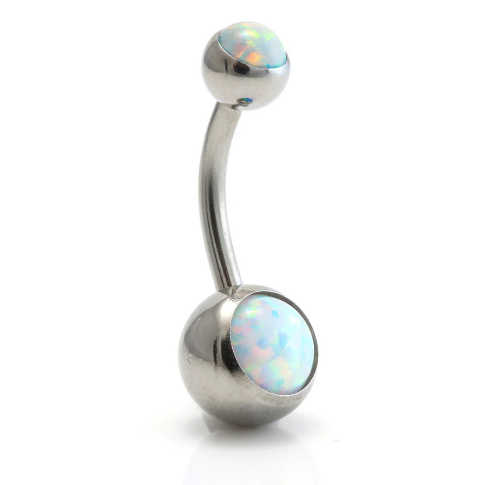Internal Ti Double Opal Navel Bar - Image 2