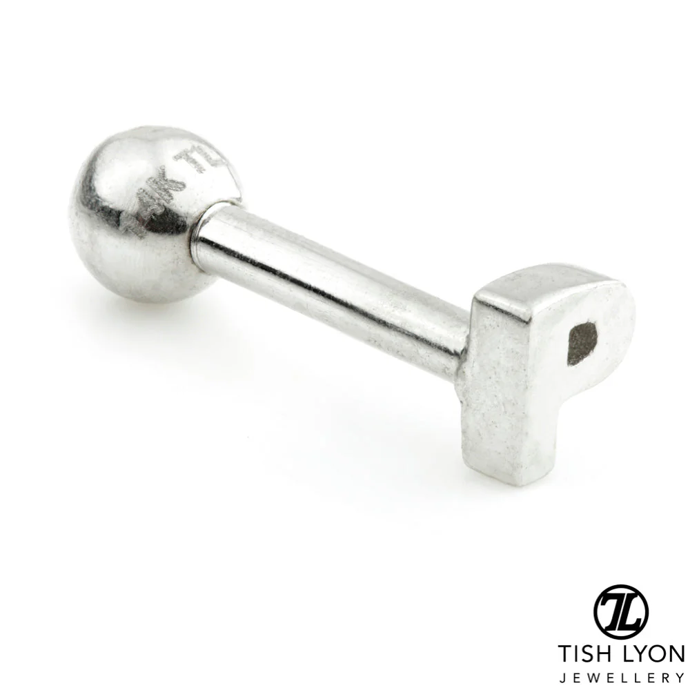 Micro Letter 14 Carat Solid Gold Barbell Earring - Image 24