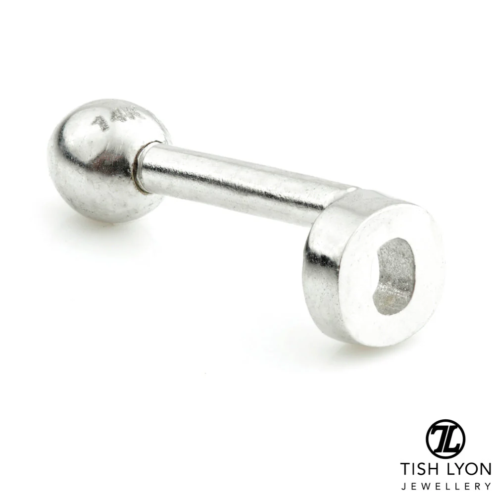 Micro Letter 14 Carat Solid Gold Barbell Earring - Image 26