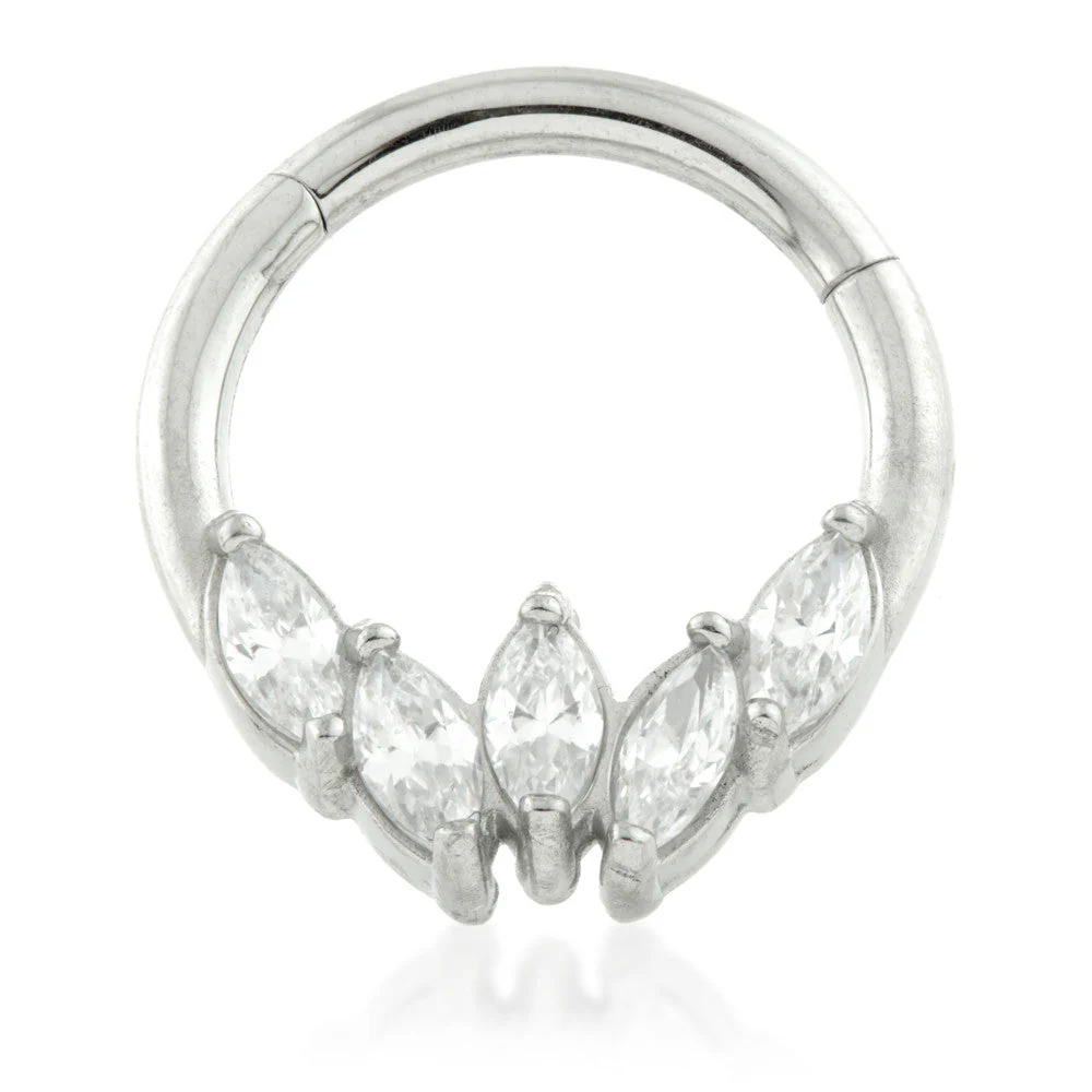 Micro Steel Hinged 5 Marquise Gem Ring