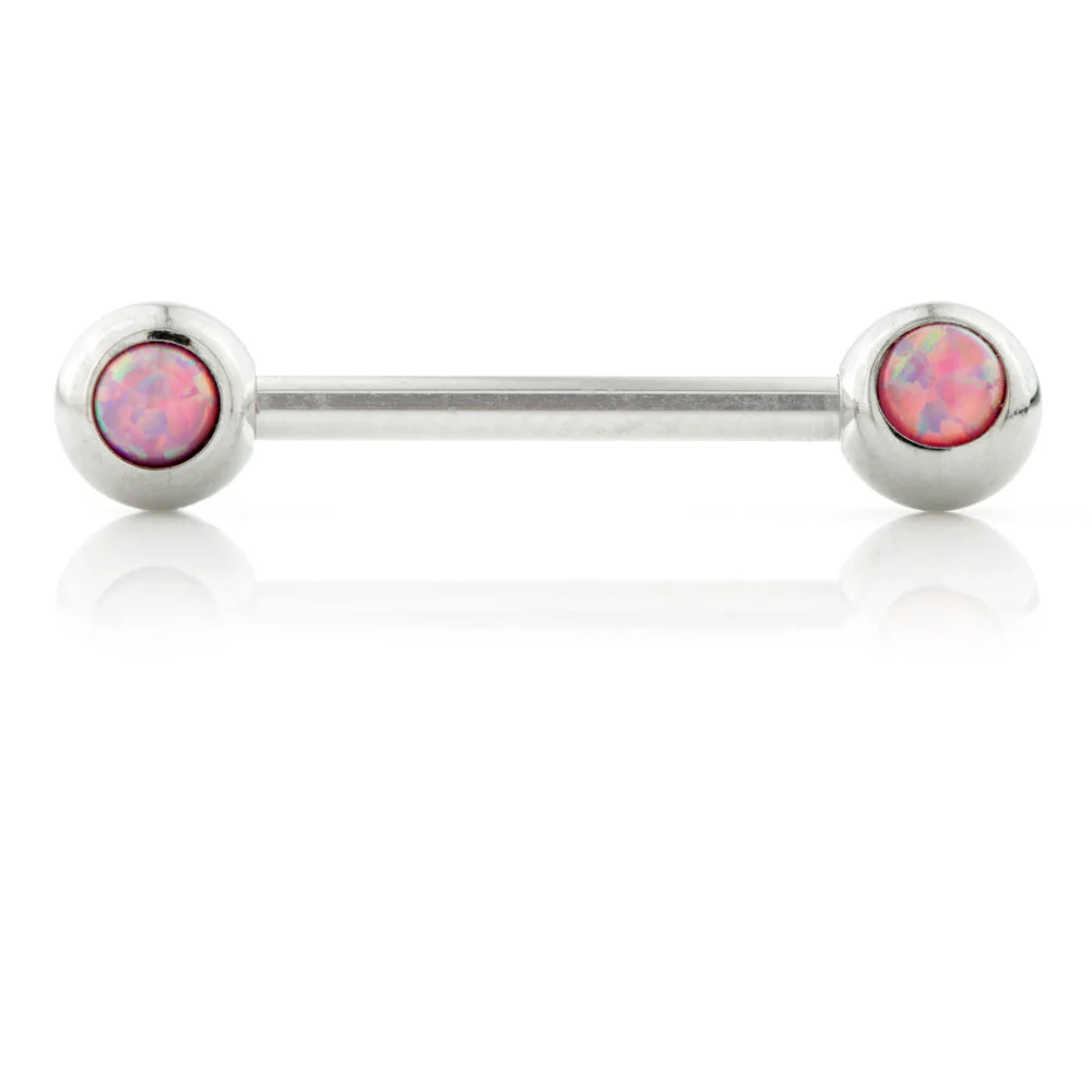 Opal Nipple Bar with Forward Balls - 1.6mm - Image 3