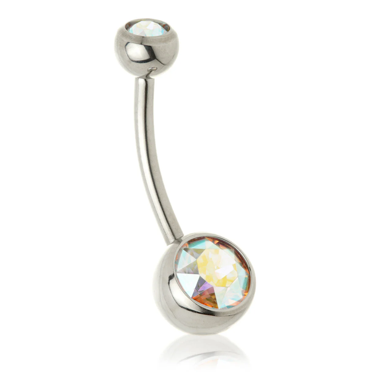Perryman Titanium Internal Double Jewelled Navel Bar With 0.9mm Thread - UK Made - Image 2