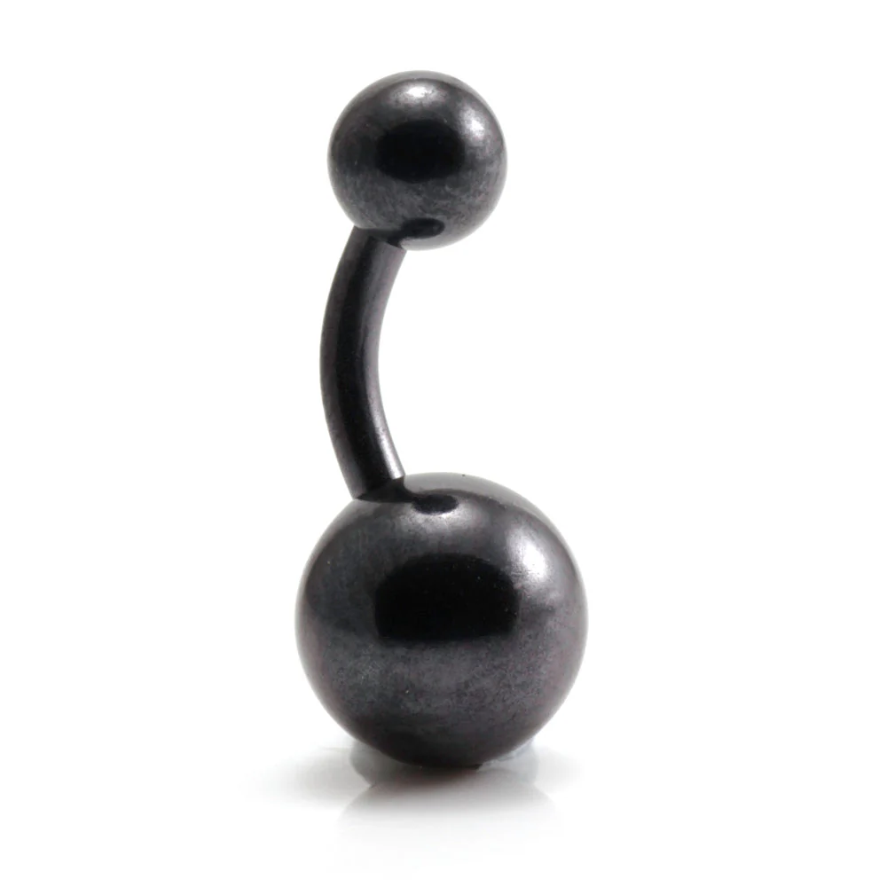 PVD Black Ti Plain Navel Bar - Image 3