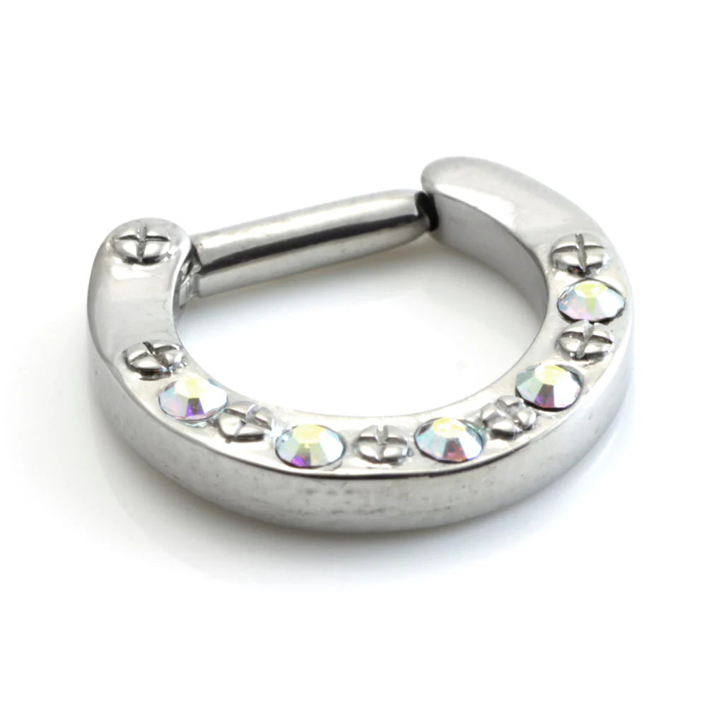 Steel Jewelled Septum Ring - Image 4