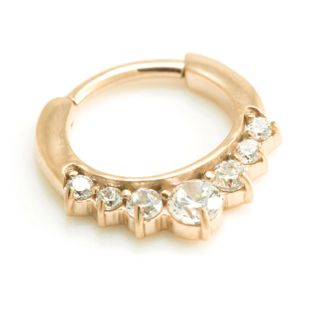 Rose Gold Steel 5 Jewelled Septum Ring - Image 2