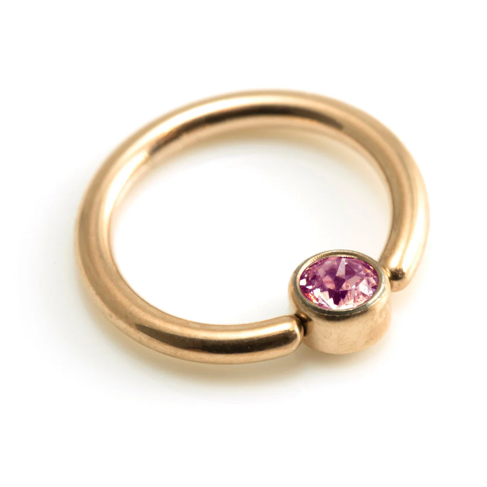 Rose Gold Steel BCR with Flat Gem Disk - Image 2