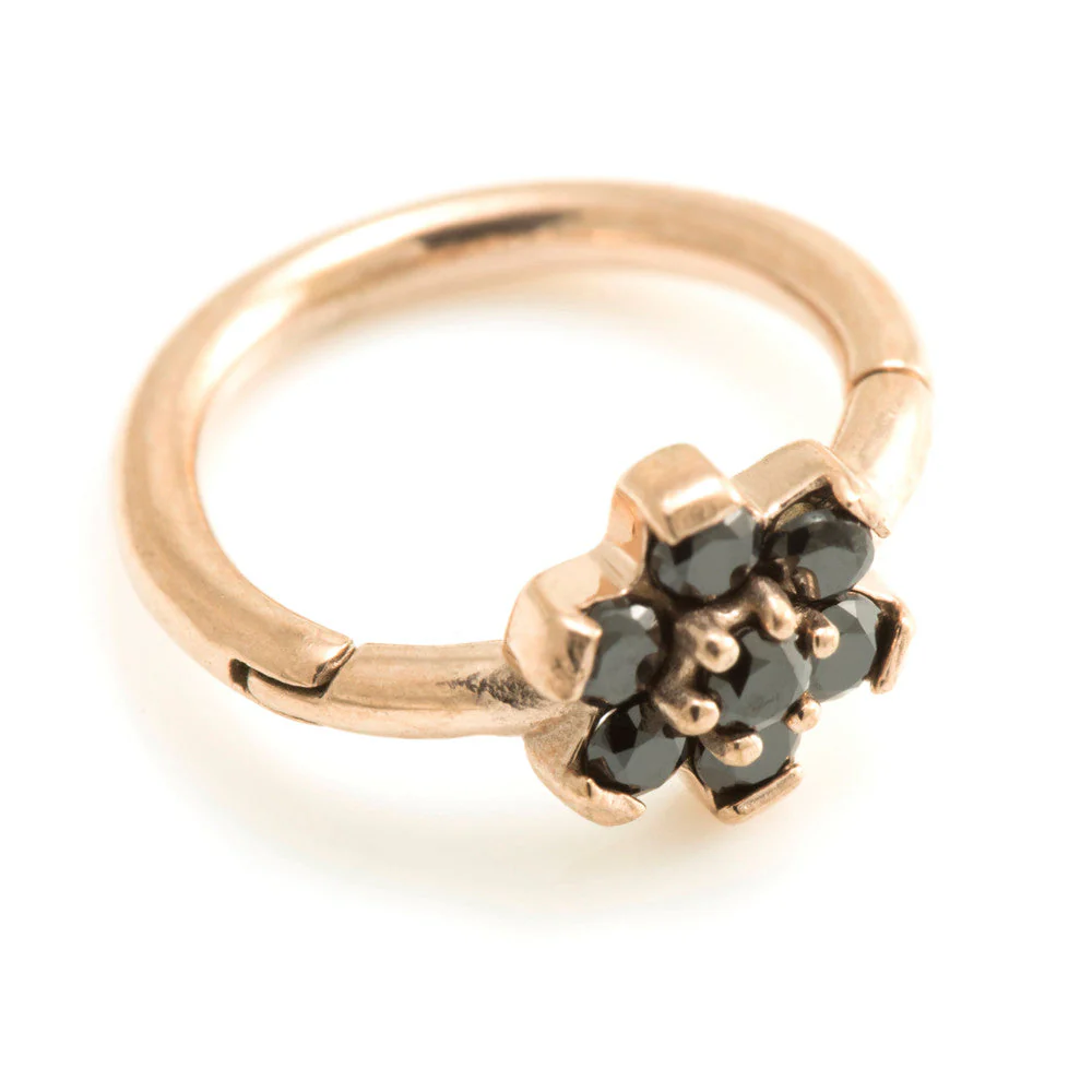 Rose Gold Steel Flower Gems Hinged Ring - RGMRING8 - Image 2