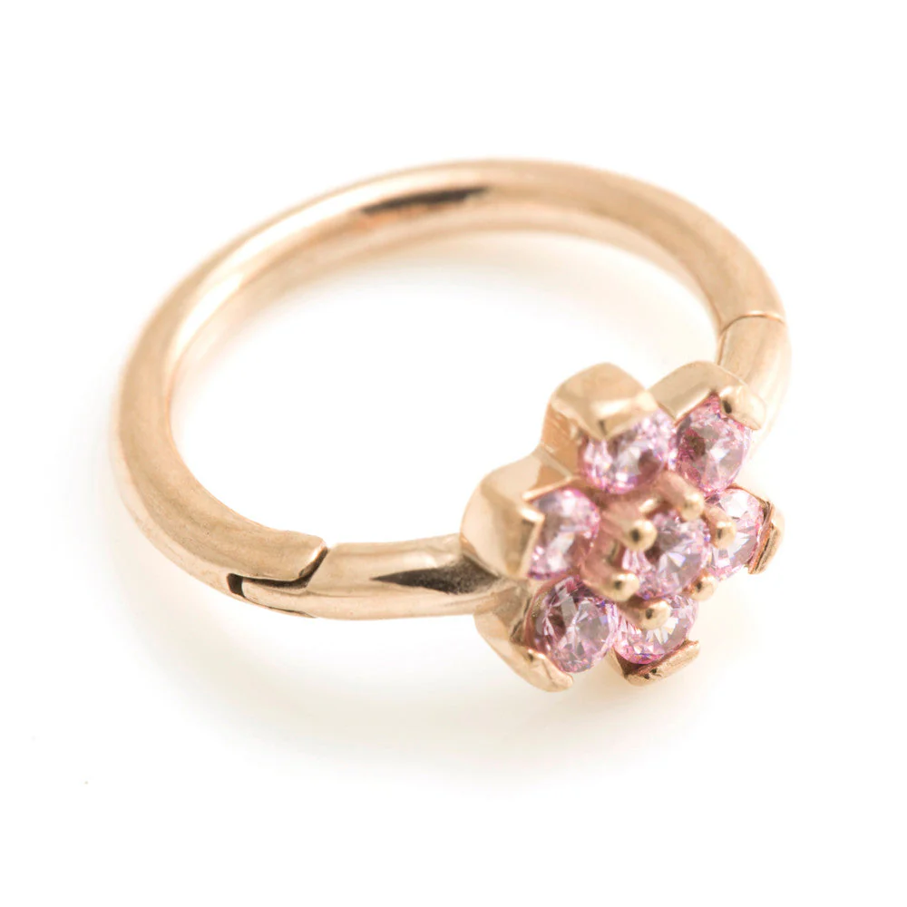 Rose Gold Steel Flower Gems Hinged Ring - RGMRING8 - Image 4