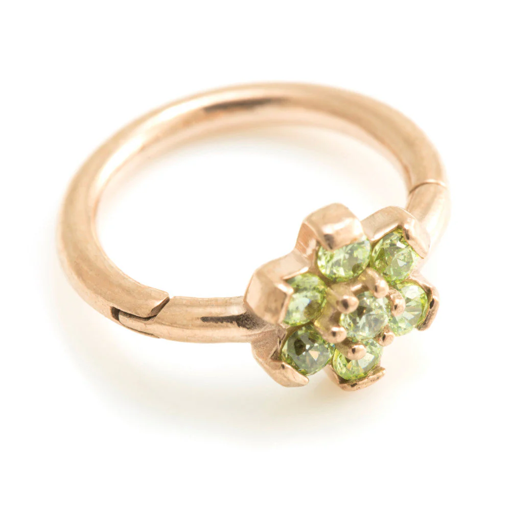 Rose Gold Steel Flower Gems Hinged Ring - RGMRING8 - Image 5