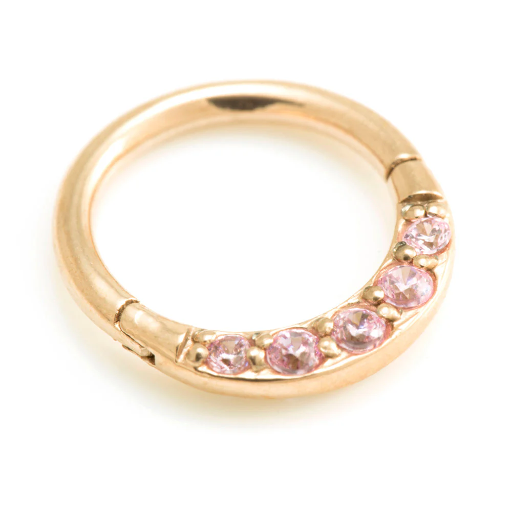 Rose Gold Steel Front Gems Hinged Ring - Image 5