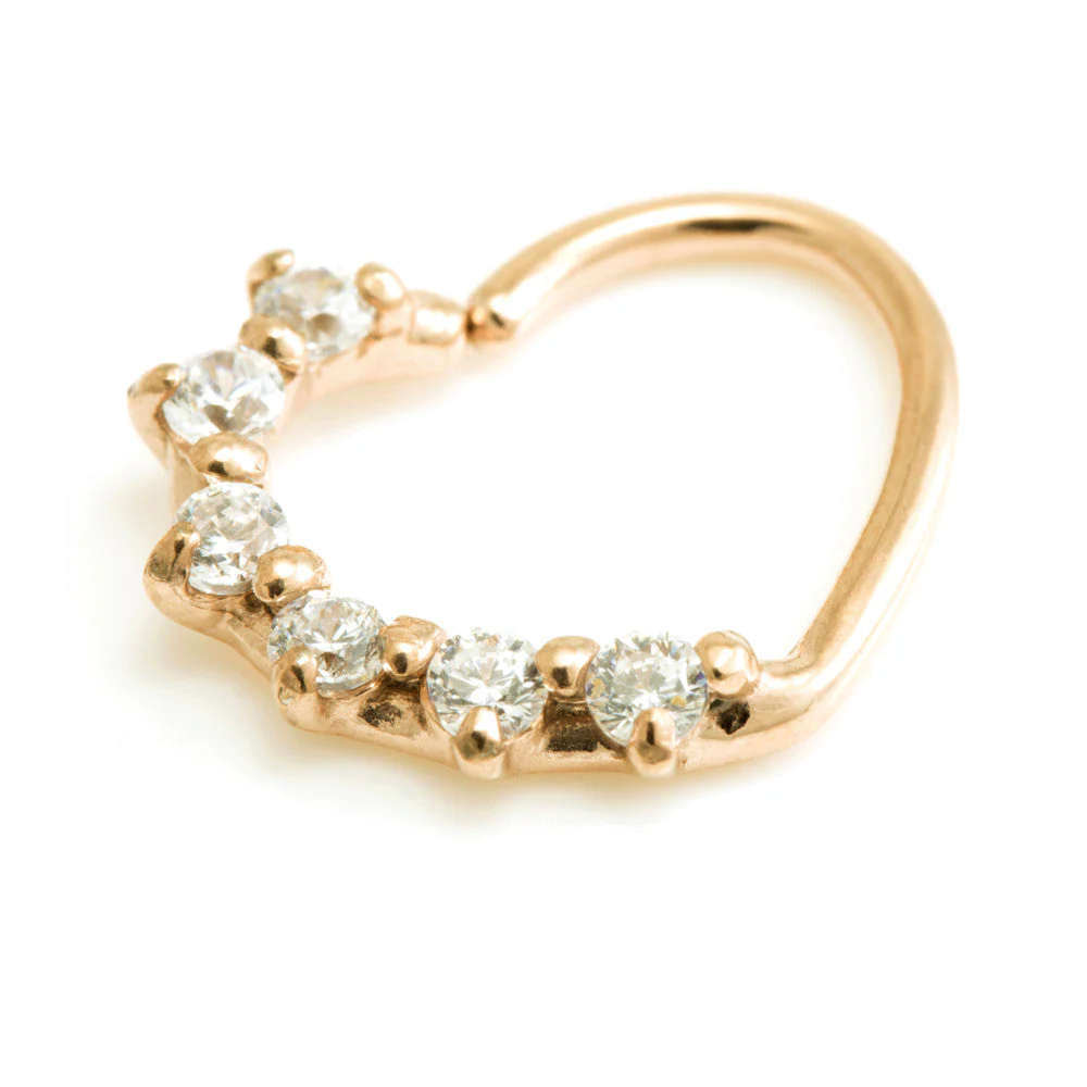 Rose Gold Steel Gem Heart Ring - Image 3