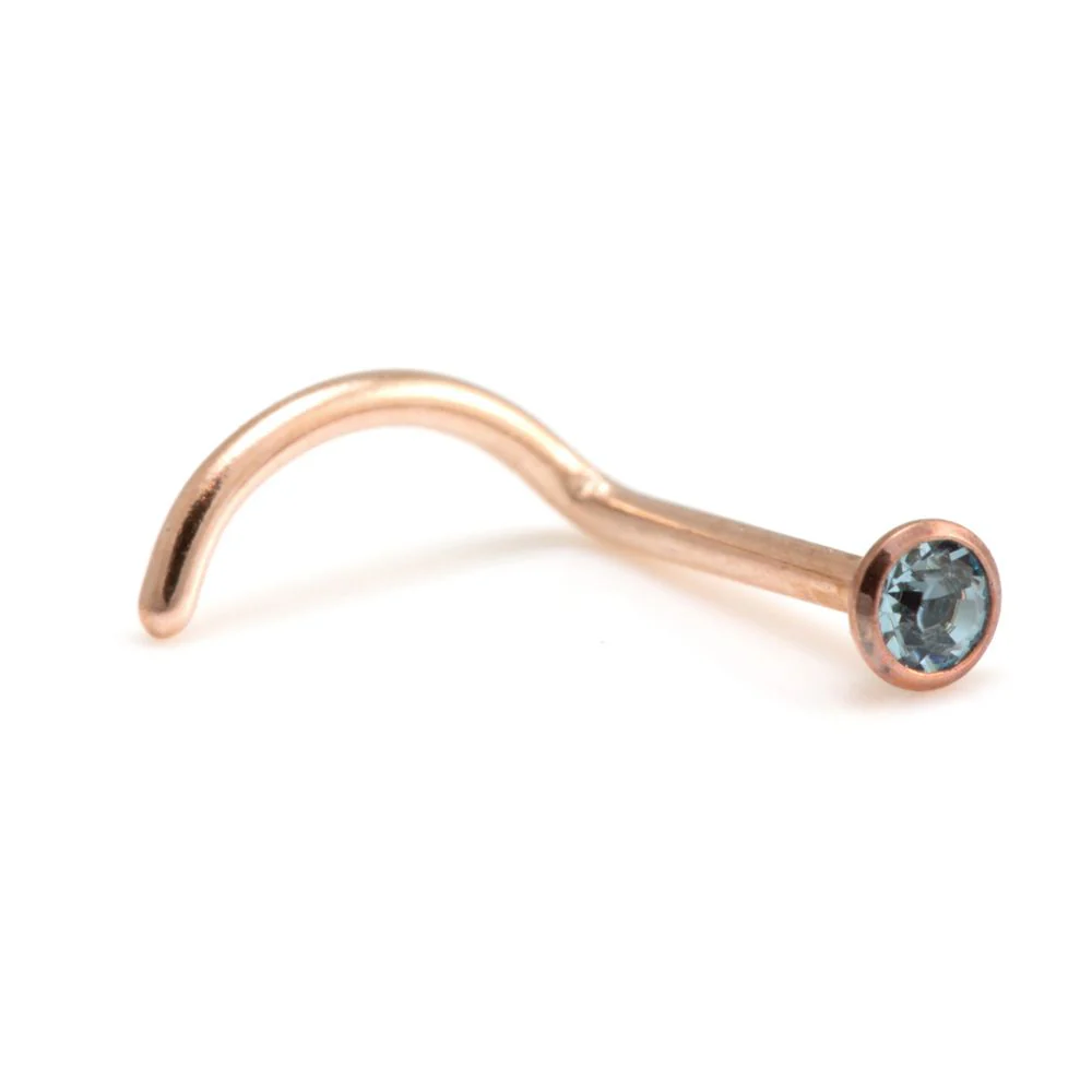 Rose Gold Steel Gem Nose Stud - Image 2