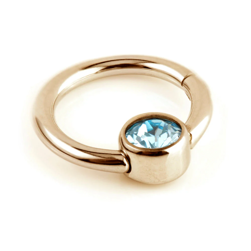 Rose Gold Steel Hinge Segment Gem Ring - Image 4
