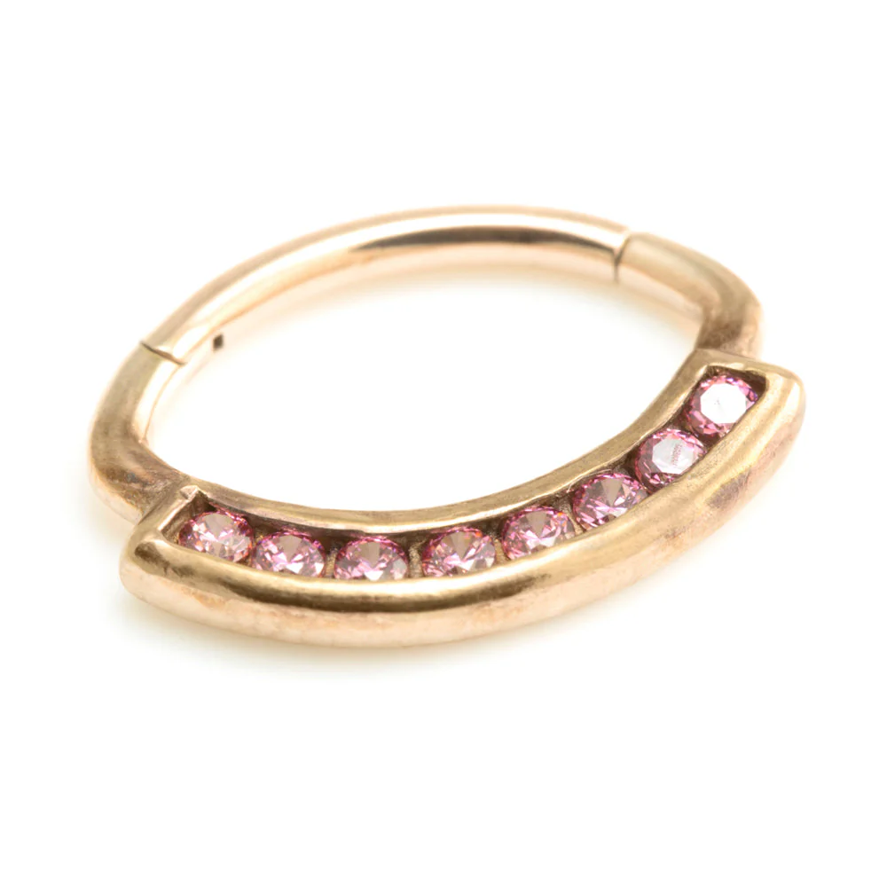 Rose Gold Steel Jewelled Swarovski Daith Ring - Image 3
