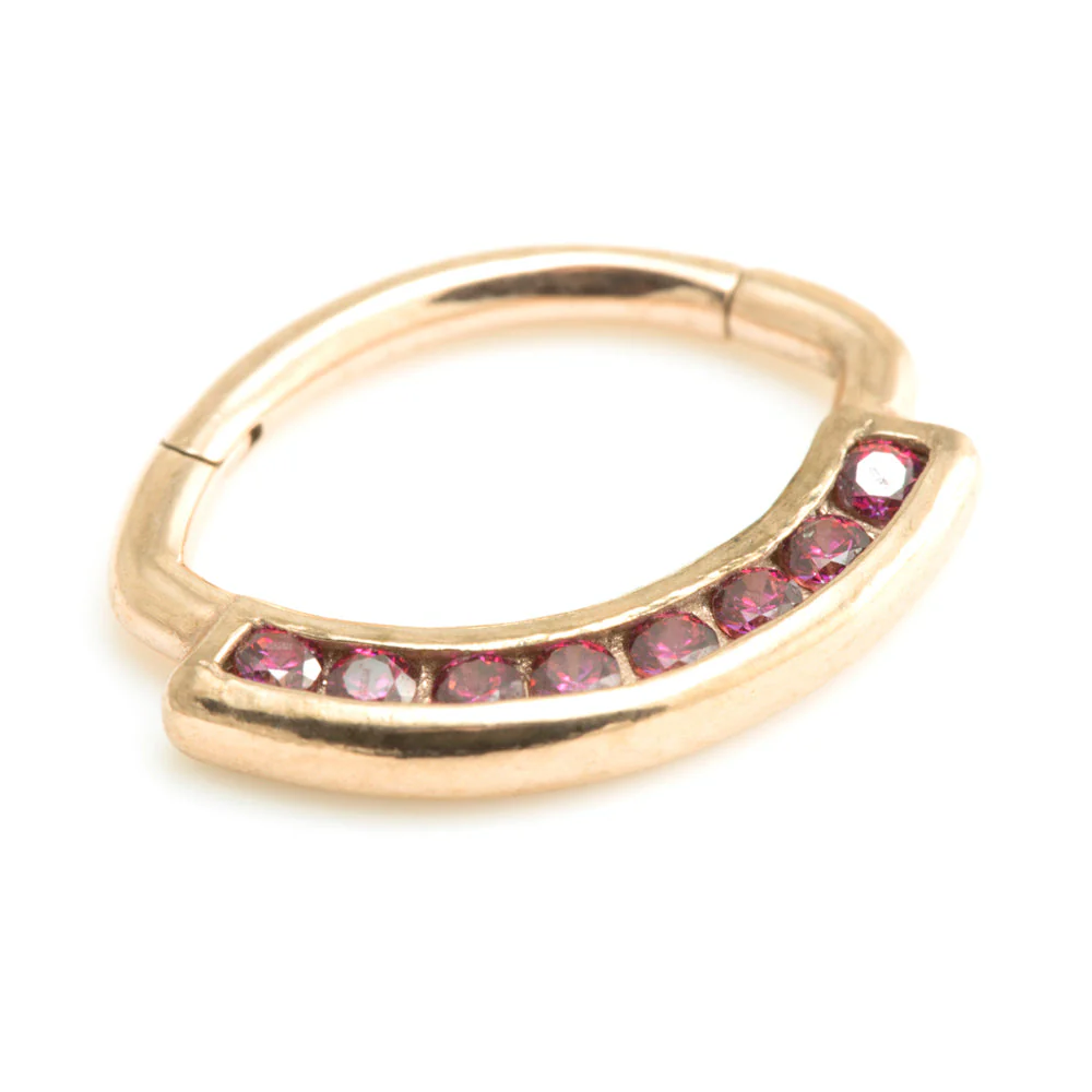 Rose Gold Steel Jewelled Swarovski Daith Ring - Image 4