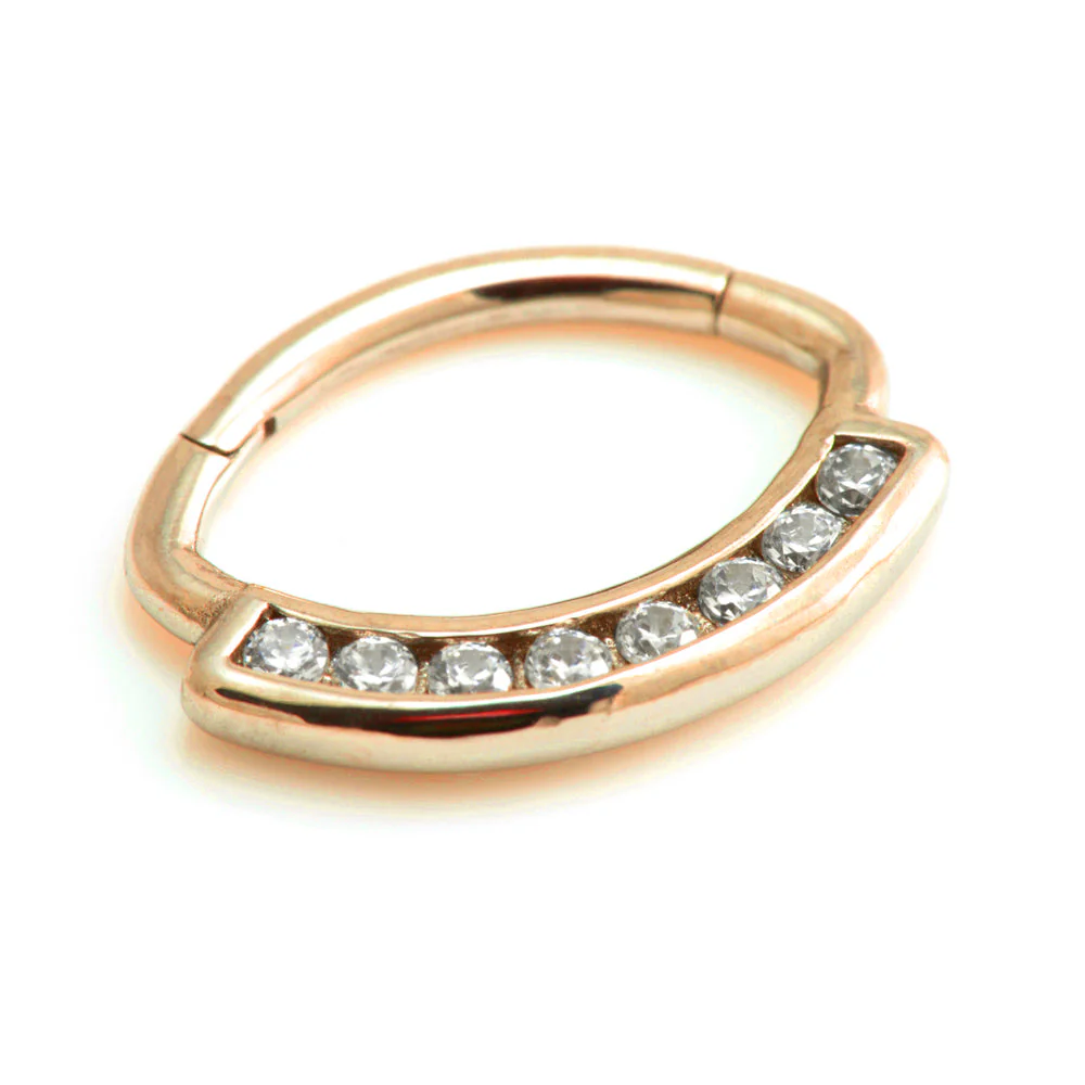 Rose Gold Steel Jewelled Swarovski Daith Ring - Image 6