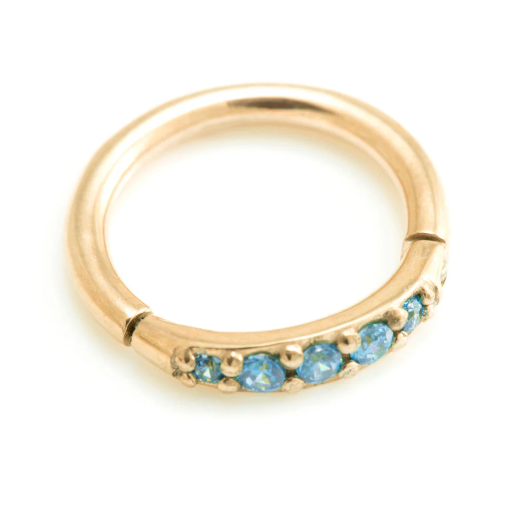 Rose Gold Steel Side Gem Hinged Ring - Image 2