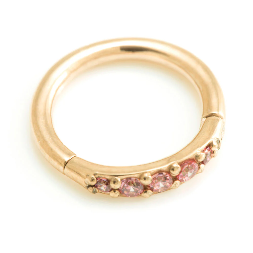Rose Gold Steel Side Gem Hinged Ring - Image 3