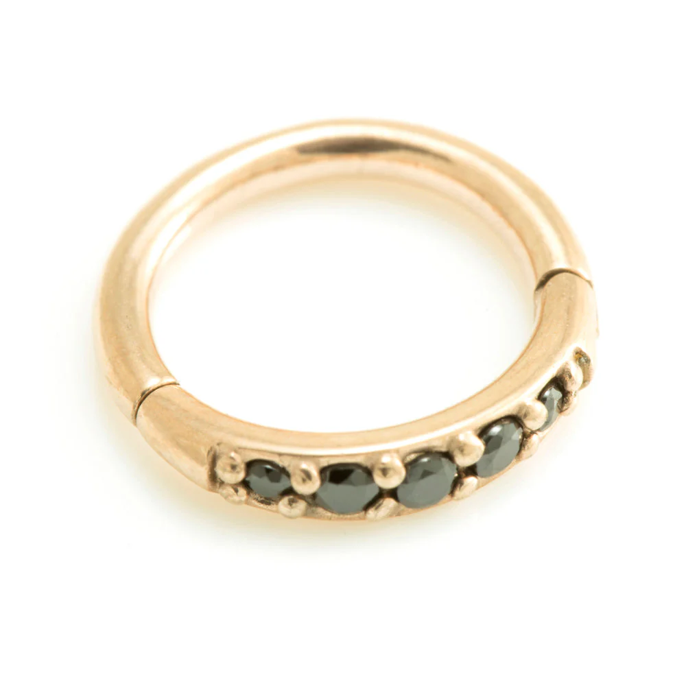 Rose Gold Steel Side Gem Hinged Ring - Image 4
