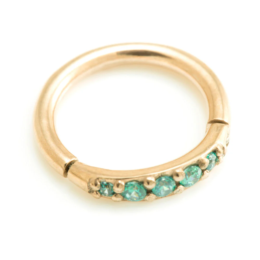 Rose Gold Steel Side Gem Hinged Ring - Image 5