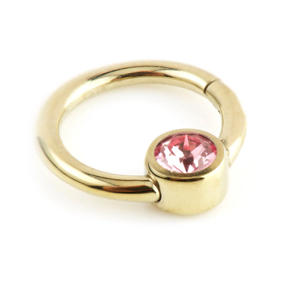 Rose Gold Ti Hinge Segment Ring with Gem - 1.2mm - Image 2
