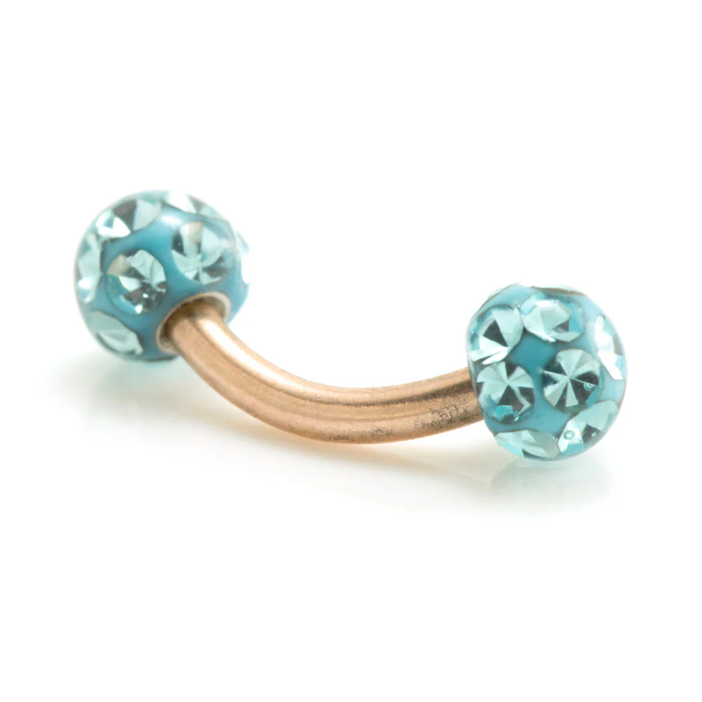 Rose Gold Ti Internal Micro Banana with Multi Gem Resin Balls 1.2mm - Image 4