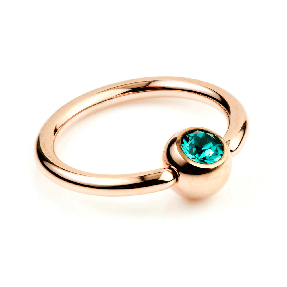 Rose Gold Titanium BCR with Gem - 1.2mm - Image 4