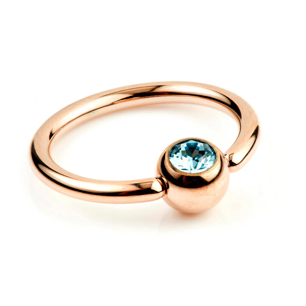 Rose Gold Titanium BCR with Gem - 1.2mm - Image 5