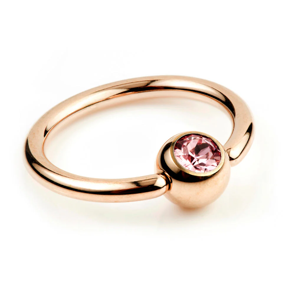 Rose Gold Titanium BCR with Gem Ball - 1.6mm - Image 2
