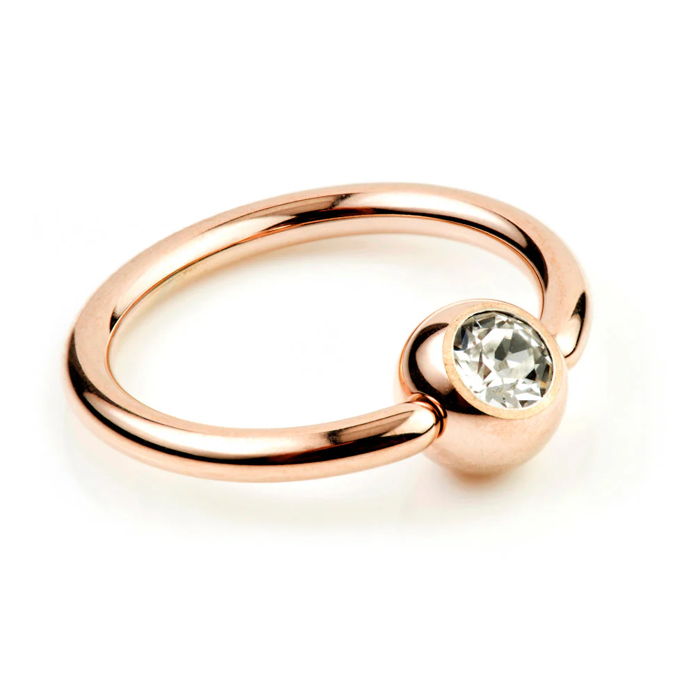 Rose Gold Titanium BCR with Gem Ball - 1.6mm - Image 3