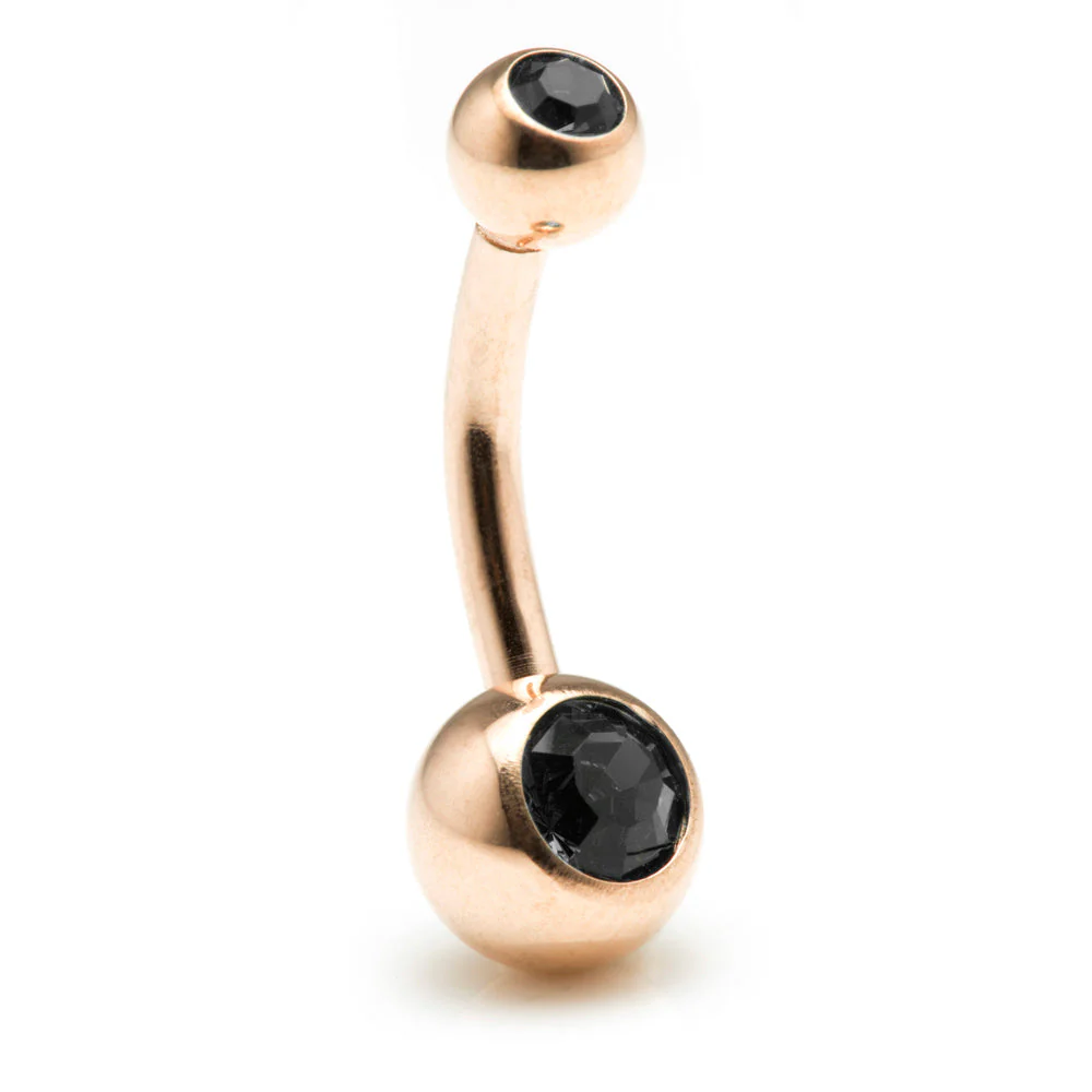 Rose Gold Titanium External Double Jewelled Navel - Image 3