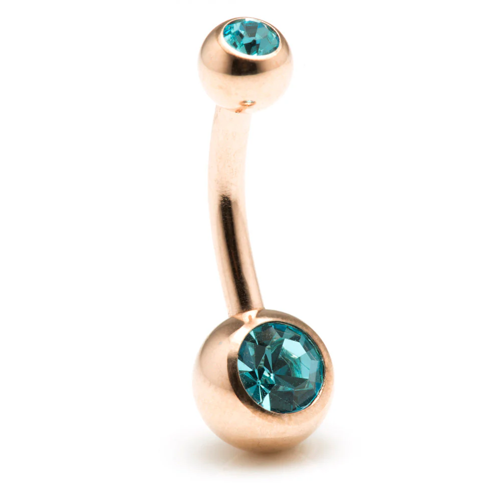 Rose Gold Titanium External Double Jewelled Navel - Image 6