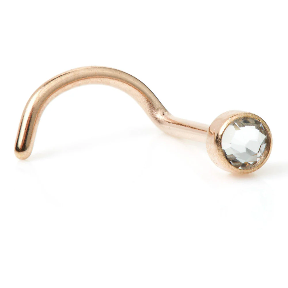 Rose Gold Titanium Gem Disk Nose Stud - Image 3