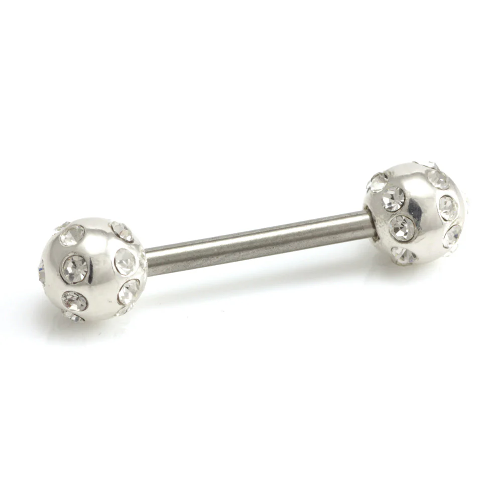 Silver External Tiffany Ball Nipple Bar - Image 4