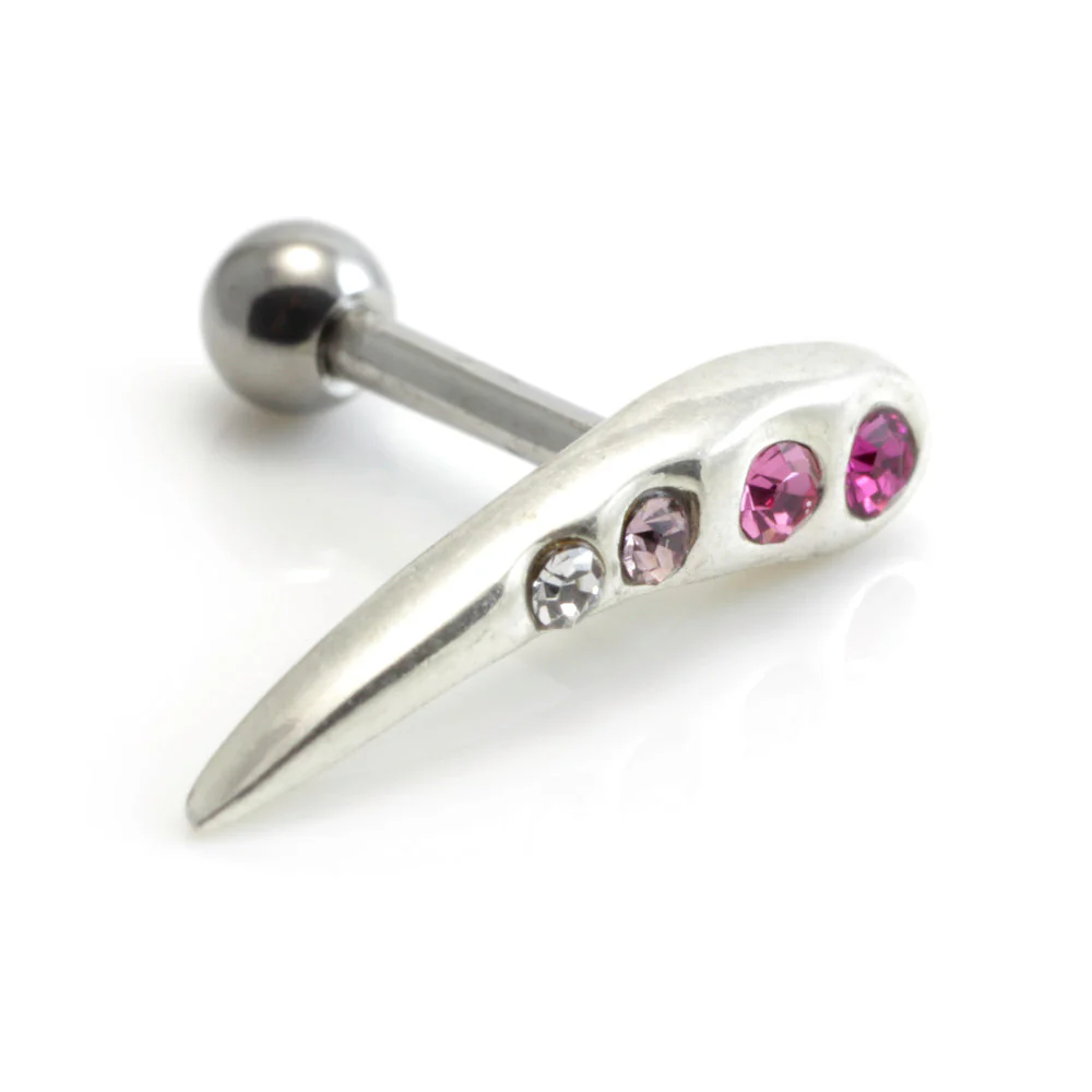 Silver Gem Curve Steel Microbar - Image 2