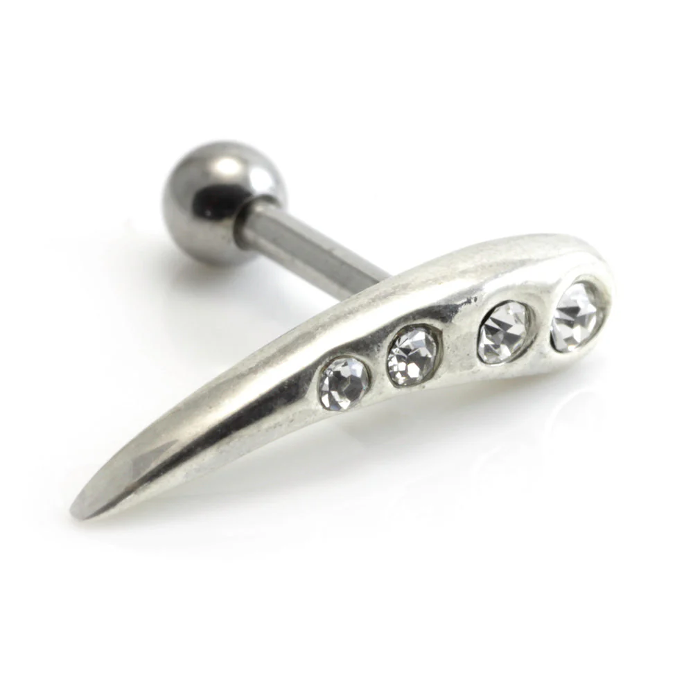 Silver Gem Curve Steel Microbar - Image 3