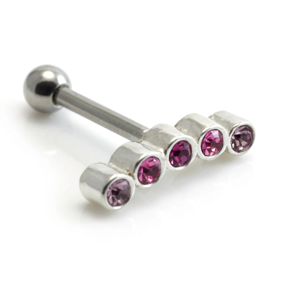 Silver Multi Gem Steel Microbar - Image 2