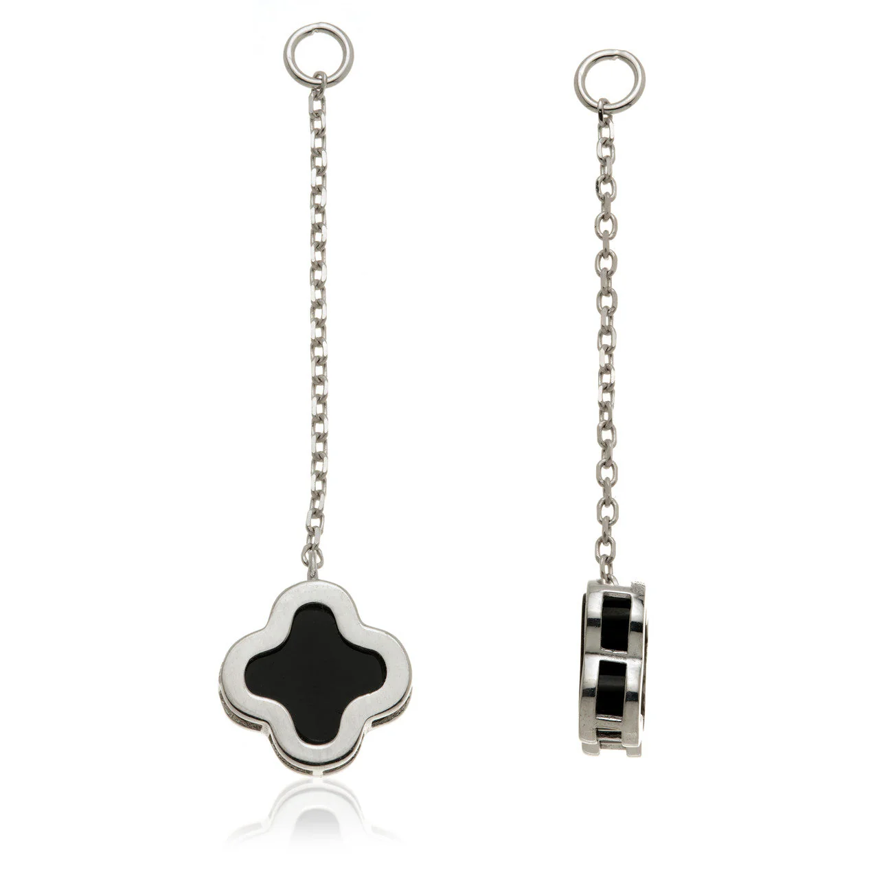Solid 14ct Gold Hanging Chain With Black Onyx Clover - Image 2