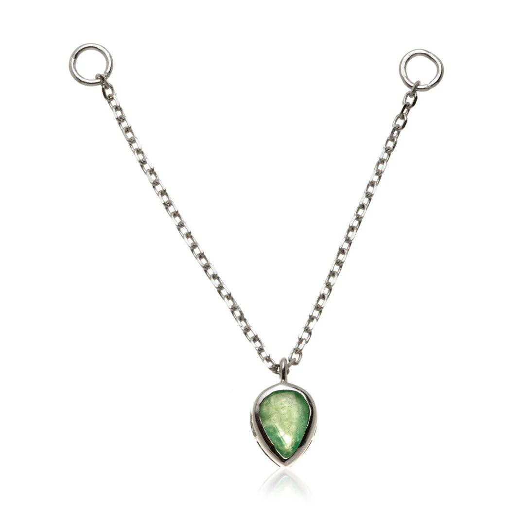 Solid 14ct Gold Hanging Chain With Emerald Teardrop - Image 2