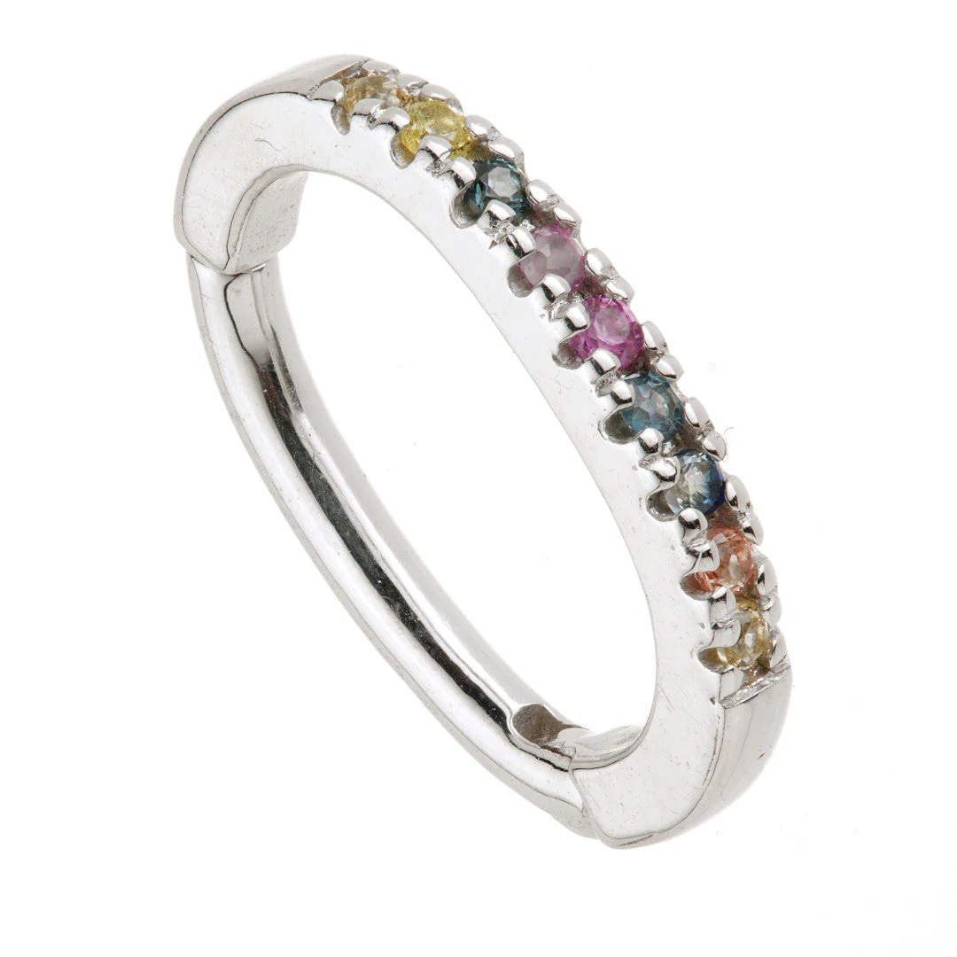 Solid 14ct Gold Multi Sapphire Pavé Oval Rook Ring - Image 2