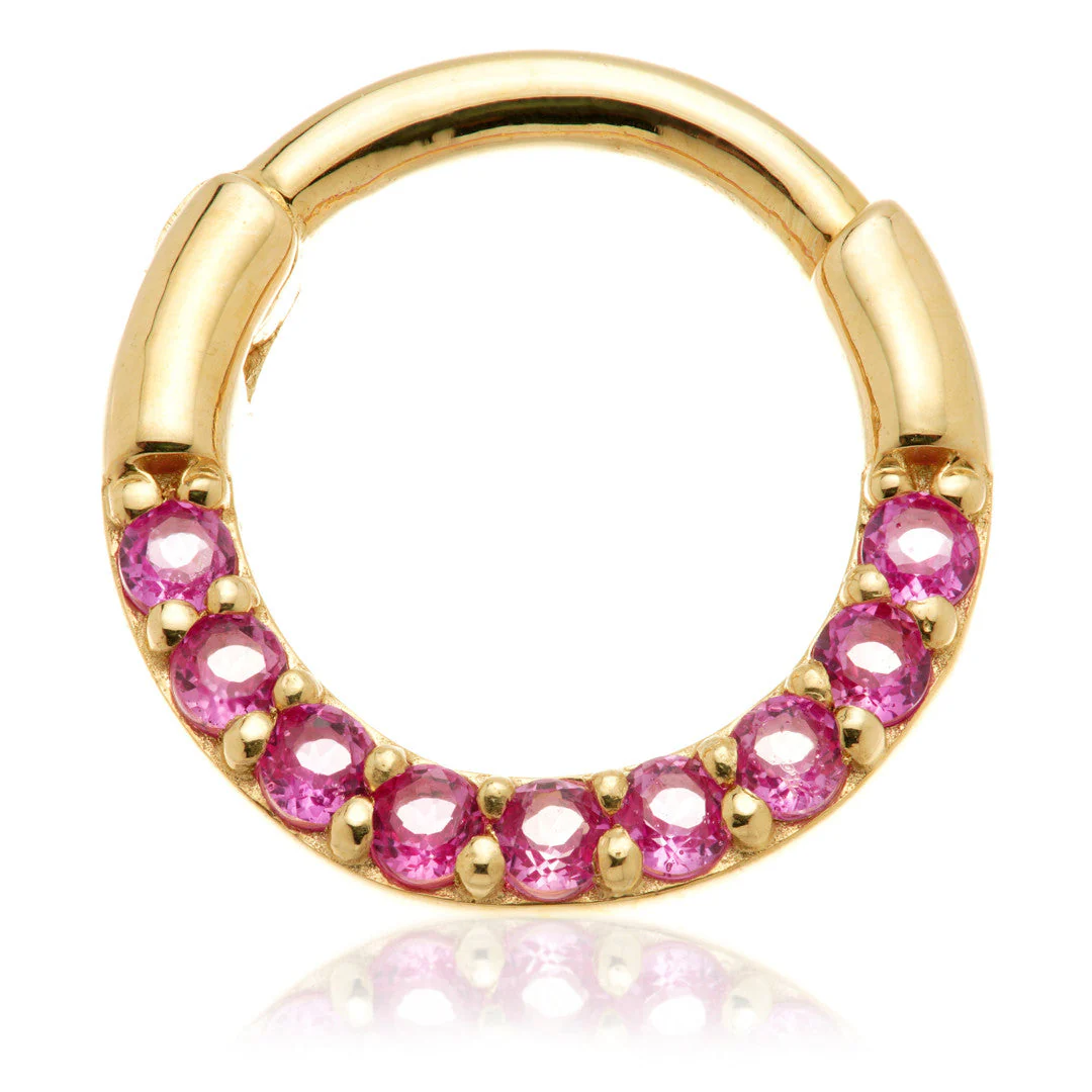 Solid 14ct Gold Pavé Ruby Daith Septum Ring - Image 2