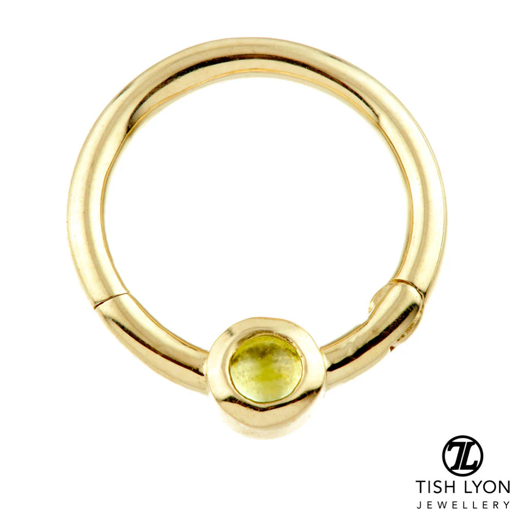 Solid 14ct Gold Peridot Hinge Ring - Image 2
