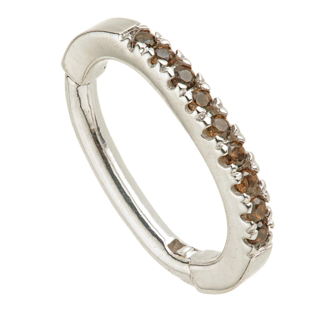 Solid 14ct Gold Smokey Quartz Pavé Oval Rook Ring - Image 2