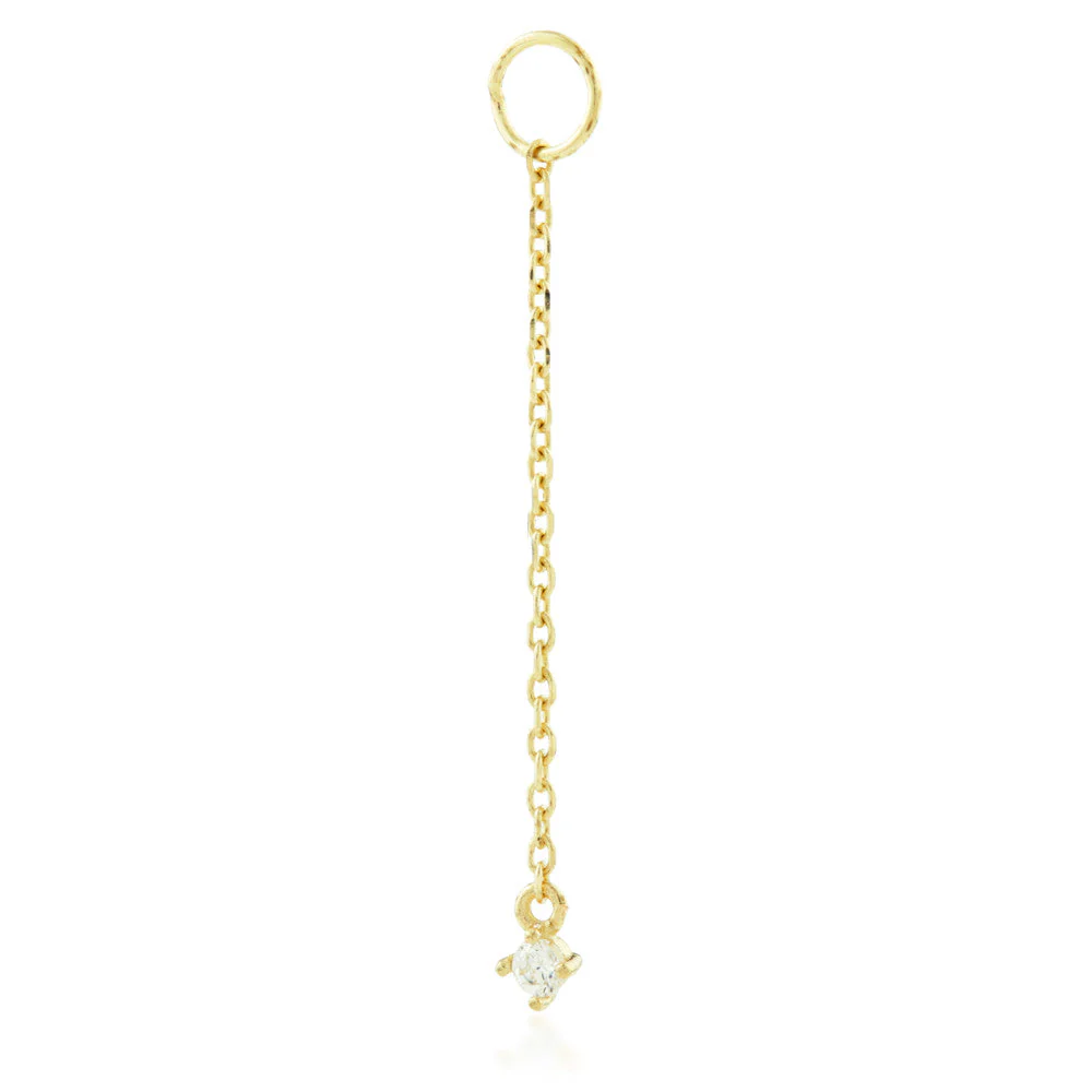 Solid Gold Hanging Gem Chain Charm - Image 2