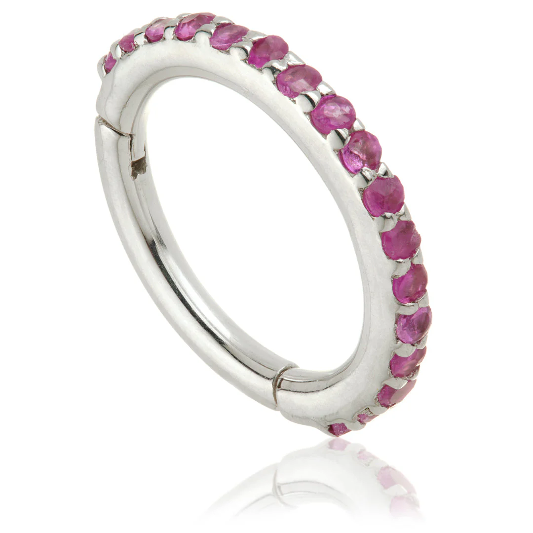 Solid Gold Ruby Pavé Eternity Hinge Ring - Image 3