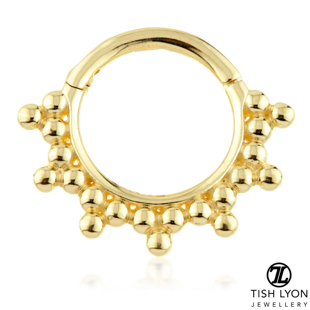Solid Gold Tribal Ball Hinge Ring - Image 2