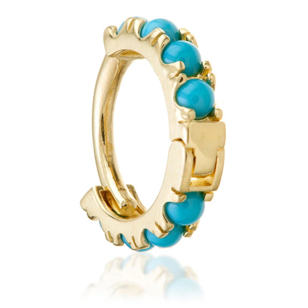 Solid Gold Turquoise Hinge Ring - Image 2