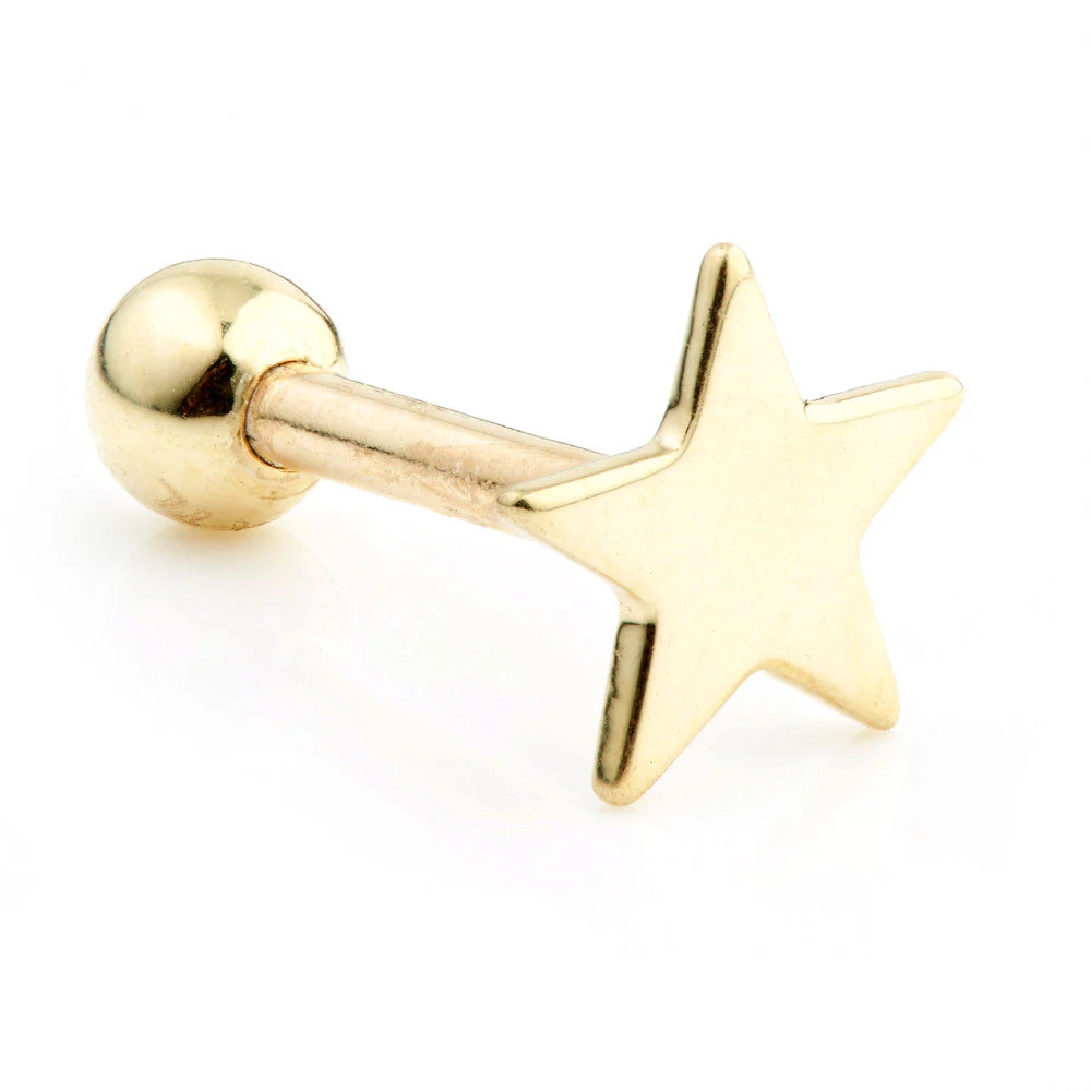 Star Disk 9 Carat Solid Gold Cartilage Barbell Earring - Image 3