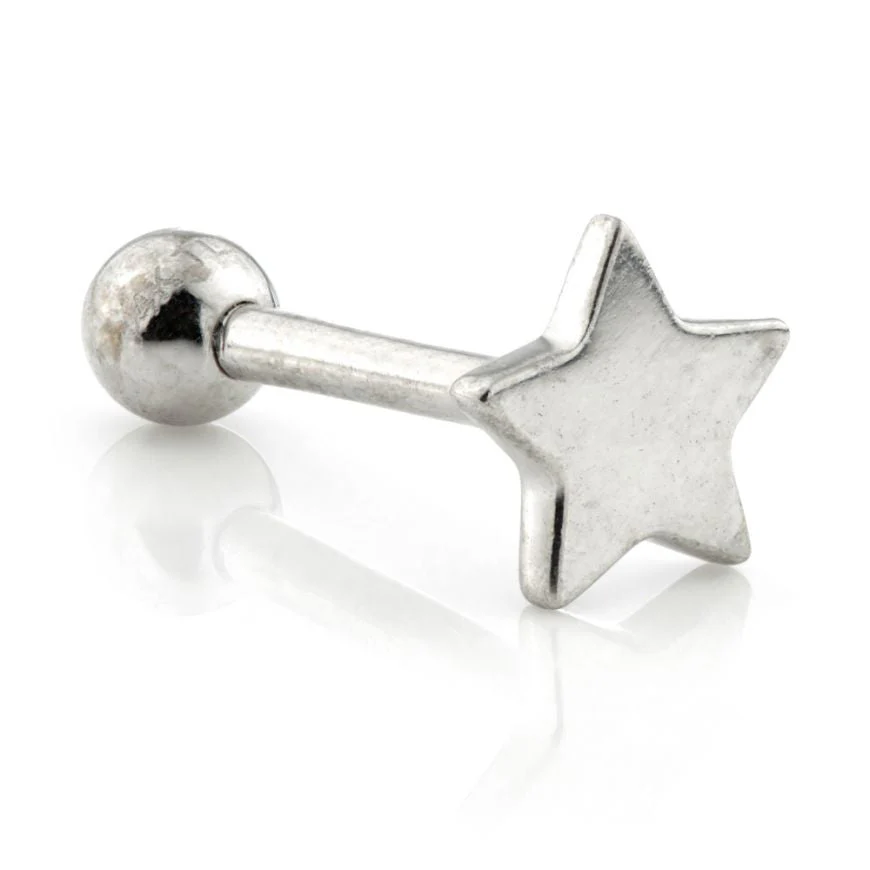 Star Disk 9 Carat Solid Gold Cartilage Barbell Earring - Image 4